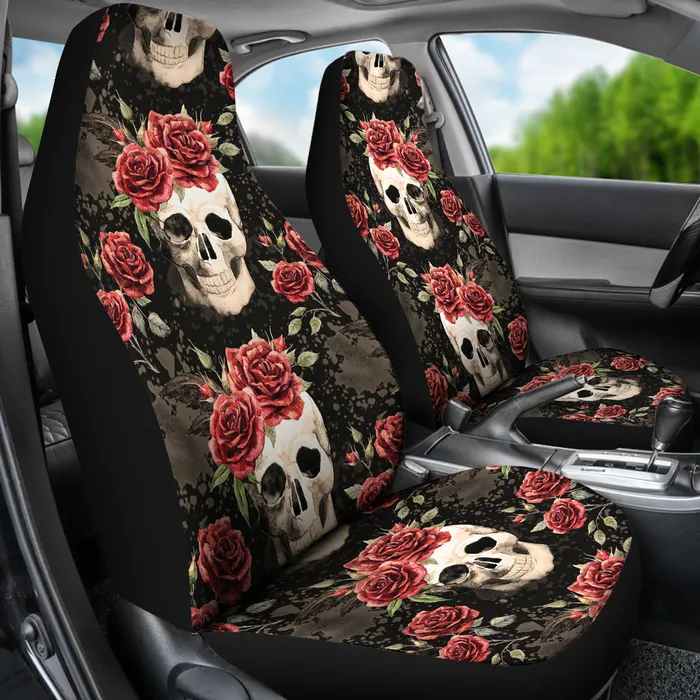 Zapps Clothing Rings Vintage Flower Skull Car Seat Covers