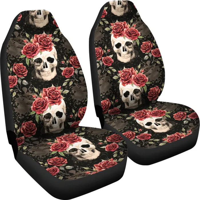 Zapps Clothing Rings Vintage Flower Skull Car Seat Covers