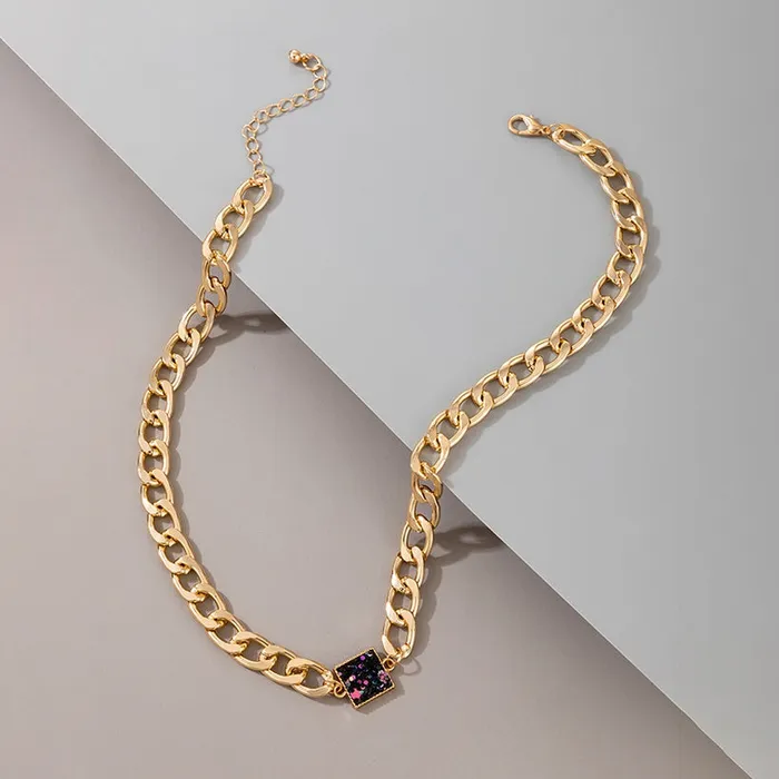 01 Necklaces N2026 Gold Chain Link Black Glitter Square Choker Necklace with FREE EARRINGS 01 Necklaces N2026 Gold Chain Link Black Glitter Square Choker Necklace with FREE EARRINGS