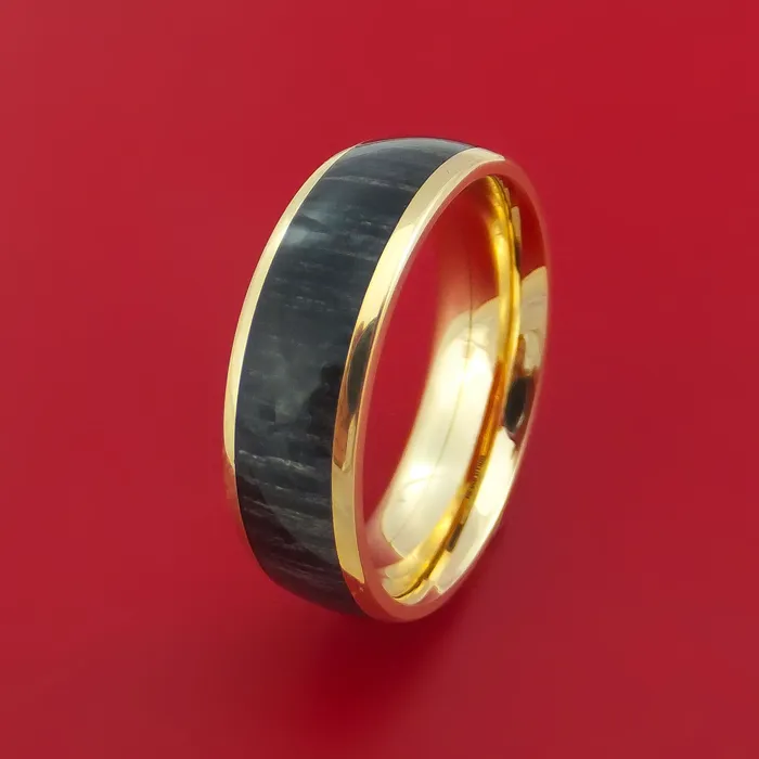 14k Yellow Gold Ring with Hardwood Inlay Custom Made Band Lashbrook Rings 14k Yellow Gold Ring with Hardwood Inlay Custom Made Band Lashbrook Rings
