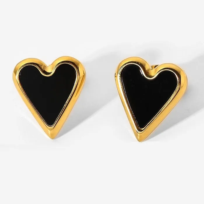 18K GoldFilled Shell Heart Stud Earrings Black Jewelvers Earrings 18K GoldFilled Shell Heart Stud Earrings Black Jewelvers Earrings