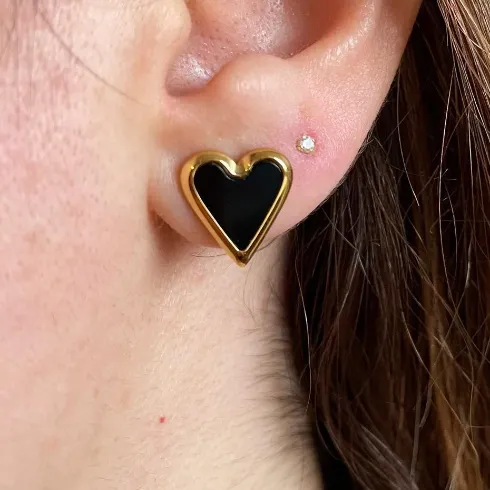 18K GoldFilled Shell Heart Stud Earrings Black Jewelvers Earrings 18K GoldFilled Shell Heart Stud Earrings Black Jewelvers Earrings
