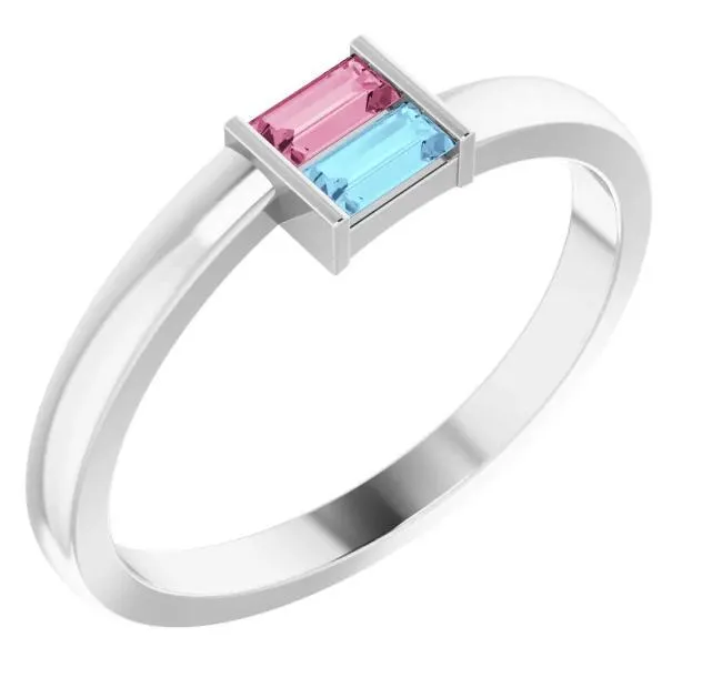 2Stone Family Engravable Ring Fire Brilliance Rings