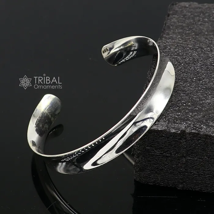925 sterling silver handmade plain shiny design bangle bracelet cuff kada excellent gifting plain bracelet stylish gifting kada cuff184 TRIBAL ORNAMENTS Bracelets