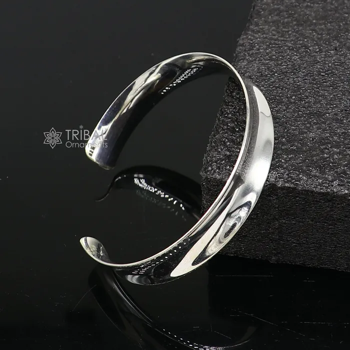 925 sterling silver handmade plain shiny design bangle bracelet cuff kada excellent gifting plain bracelet stylish gifting kada cuff184 TRIBAL ORNAMENTS Bracelets