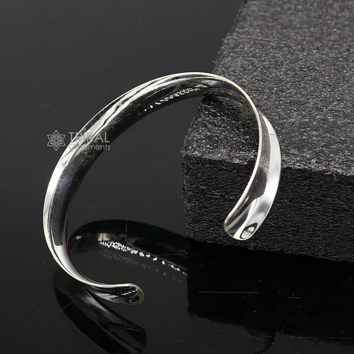 925 sterling silver handmade plain shiny design bangle bracelet cuff kada excellent gifting plain bracelet stylish gifting kada cuff184 TRIBAL ORNAMENTS Bracelets