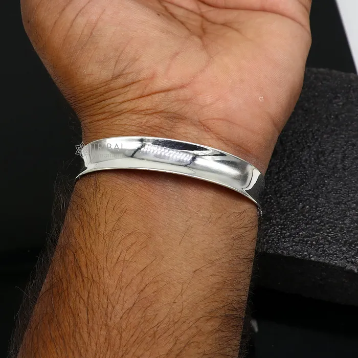925 sterling silver handmade plain shiny design bangle bracelet cuff kada excellent gifting plain bracelet stylish gifting kada cuff184 TRIBAL ORNAMENTS Bracelets