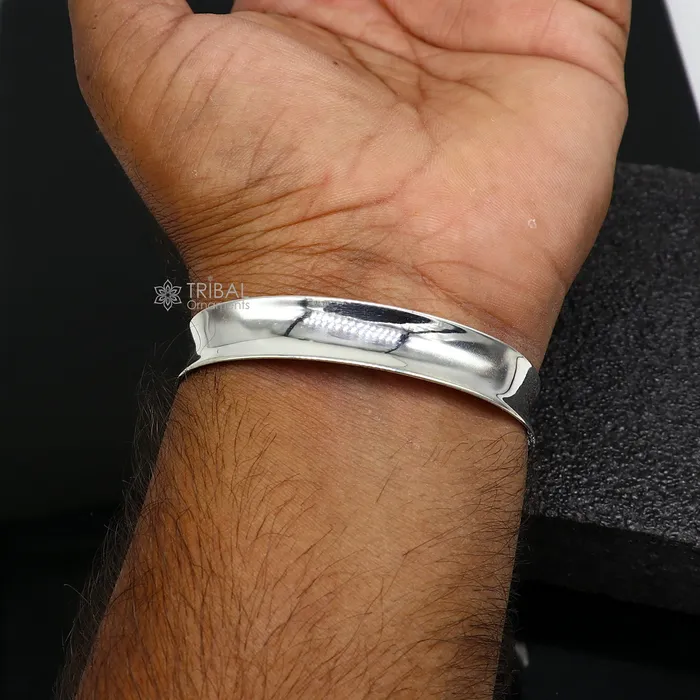 925 sterling silver handmade plain shiny design bangle bracelet cuff kada excellent gifting plain bracelet stylish gifting kada cuff184 TRIBAL ORNAMENTS Bracelets