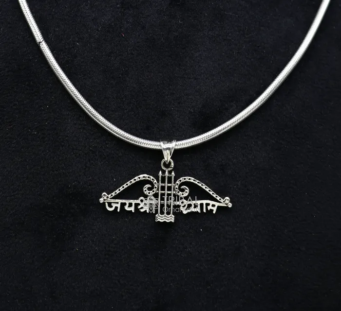 925 sterling silver Trendy Divine Khatushyam ji Dhanush pendant unique Jai Shree Shyam pendant for both girls and boys jewelry ssp624 TRIBAL ORNAMENTS Necklaces