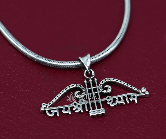 925 sterling silver Trendy Divine Khatushyam ji Dhanush pendant unique Jai Shree Shyam pendant for both girls and boys jewelry ssp624 TRIBAL ORNAMENTS Necklaces