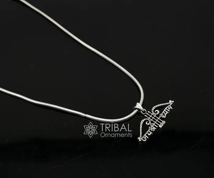 925 sterling silver Trendy Divine Khatushyam ji Dhanush pendant unique Jai Shree Shyam pendant for both girls and boys jewelry ssp624 TRIBAL ORNAMENTS Necklaces