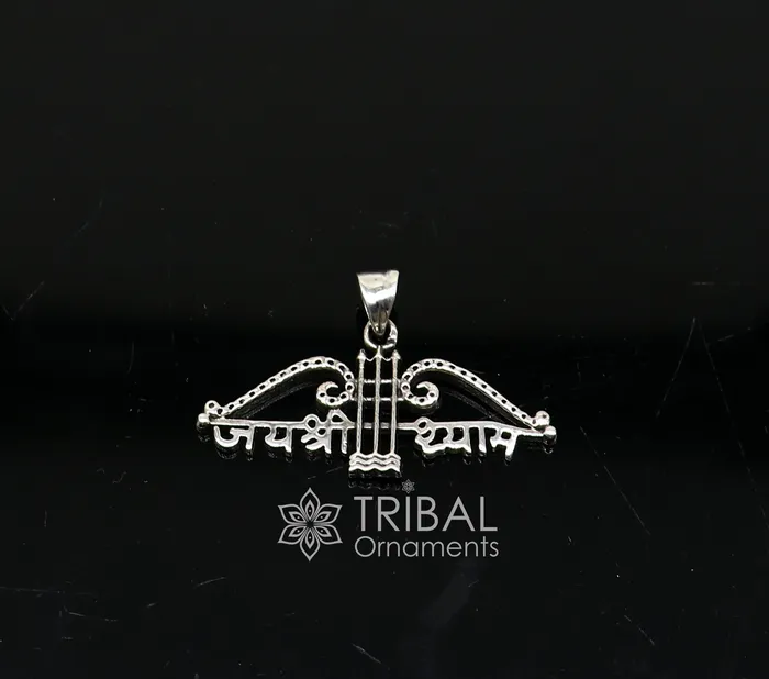 925 sterling silver Trendy Divine Khatushyam ji Dhanush pendant unique Jai Shree Shyam pendant for both girls and boys jewelry ssp624 TRIBAL ORNAMENTS Necklaces