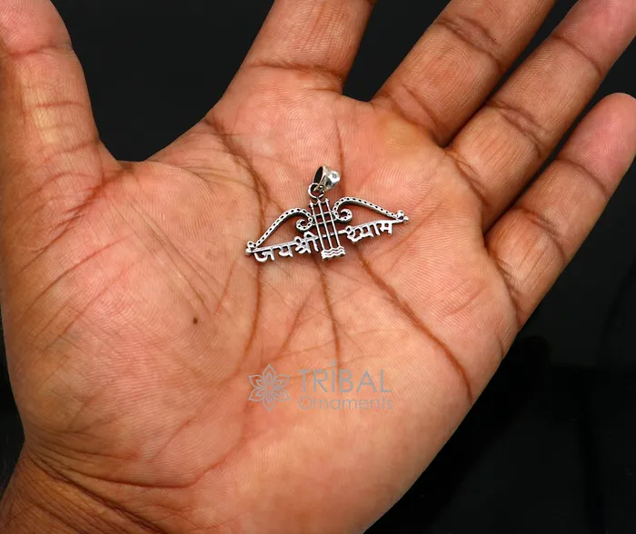 925 sterling silver Trendy Divine Khatushyam ji Dhanush pendant unique Jai Shree Shyam pendant for both girls and boys jewelry ssp624 TRIBAL ORNAMENTS Necklaces