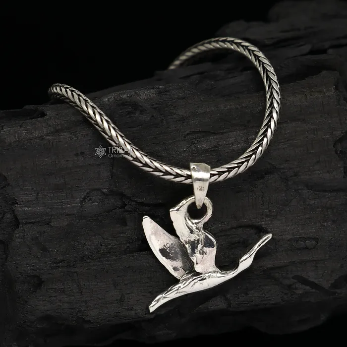 925 sterling silver unique design Hummingbird pendant wheat chain necklace locket best gifting jewelry Nsp715 TRIBAL ORNAMENTS Necklaces