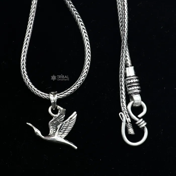 925 sterling silver unique design Hummingbird pendant wheat chain necklace locket best gifting jewelry Nsp715 TRIBAL ORNAMENTS Necklaces
