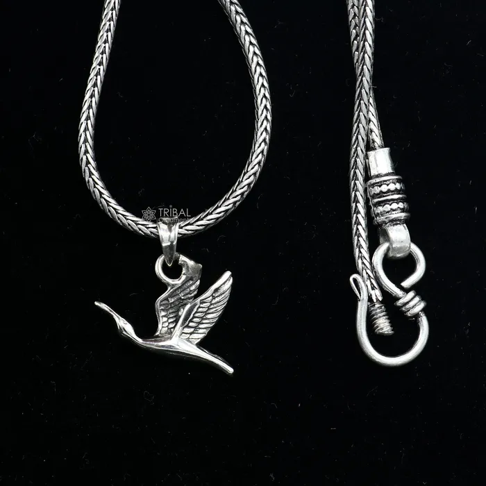 925 sterling silver unique design Hummingbird pendant wheat chain necklace locket best gifting jewelry Nsp715 TRIBAL ORNAMENTS Necklaces