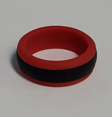 Alice Rings SR12 Red Black Stripe Silicone Ring