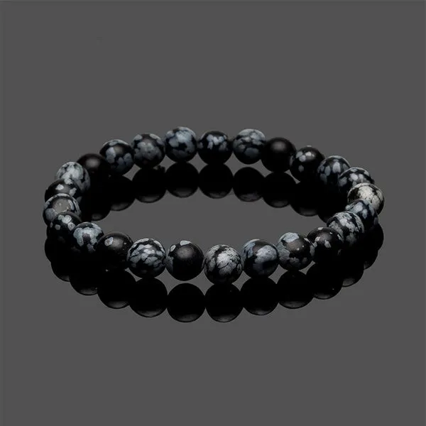 Bracelets 01 B1203 Black Marble Design Natural Volcanic Stone Bracelet