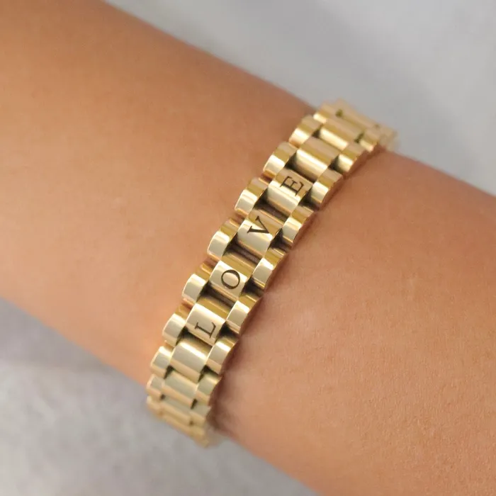 Bracelets Jewelvers 18K GoldFilled Custom Watchband Bracelet Personalized Bracelet for Women