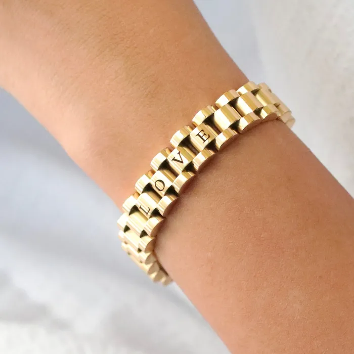 Bracelets Jewelvers 18K GoldFilled Custom Watchband Bracelet Personalized Bracelet for Women