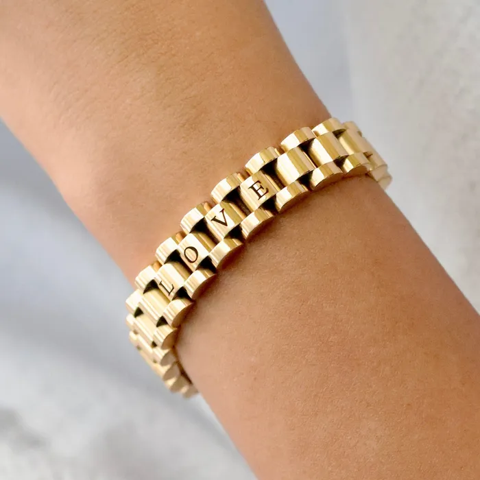Bracelets Jewelvers 18K GoldFilled Custom Watchband Bracelet Personalized Bracelet for Women