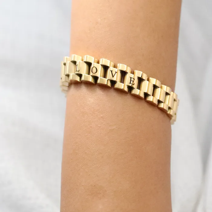 Bracelets Jewelvers 18K GoldFilled Custom Watchband Bracelet Personalized Bracelet for Women