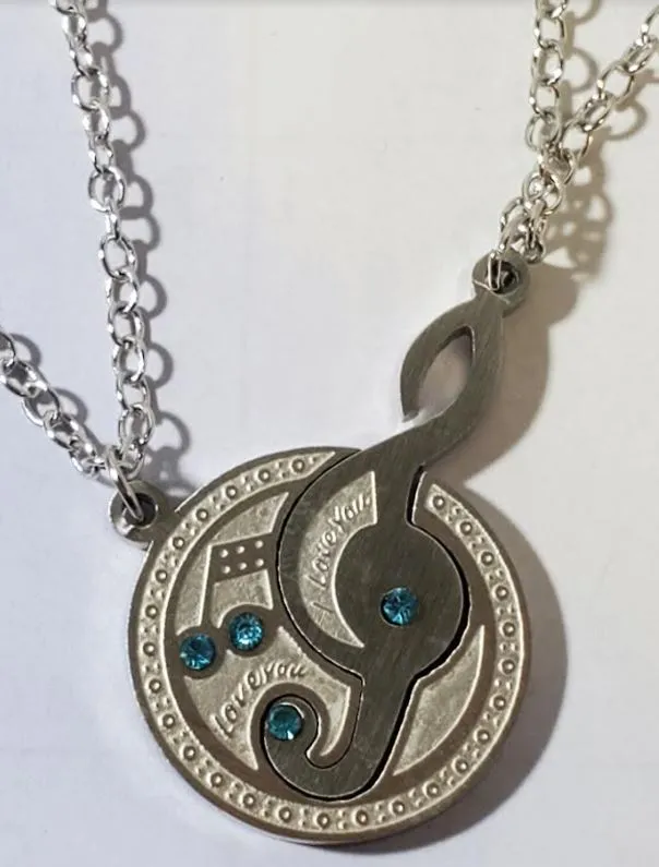 Earrings alice N1687 Silver Music Note I Love You 2 NECKLACES with FREE EARRINGS