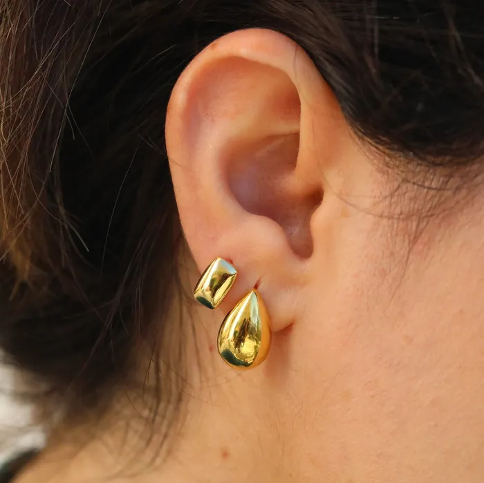 Earrings Jewelvers 925 Sterling Silver and 18K GoldFilled Water Drop Stud Earrings Earrings Jewelvers 925 Sterling Silver and 18K GoldFilled Water Drop Stud Earrings