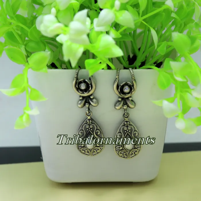 Earrings TRIBAL ORNAMENTS Vintage traditional design handmade 925 sterling silver ear plug ear clip cartilage earring excellent party belly dance tribal jewelry s842