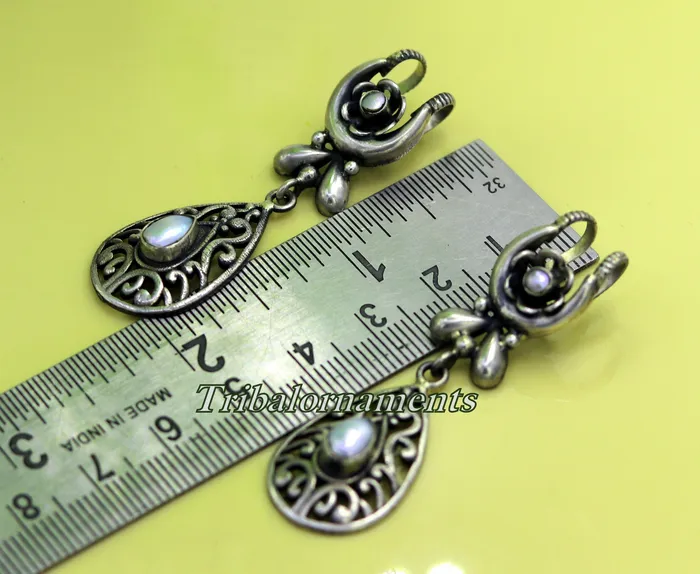 Earrings TRIBAL ORNAMENTS Vintage traditional design handmade 925 sterling silver ear plug ear clip cartilage earring excellent party belly dance tribal jewelry s842