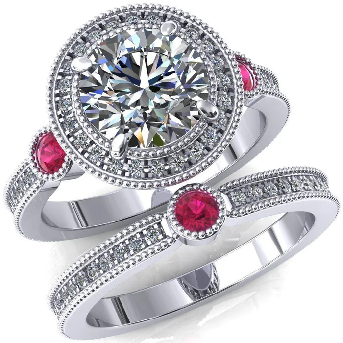 Fire Brilliance Rings Brachium Round Center Stone Ruby Bezel Milgrain Halo 34 Eternity Accent Diamond Ring Fire Brilliance Rings Brachium Round Center Stone Ruby Bezel Milgrain Halo 34 Eternity Accent Diamond Ring