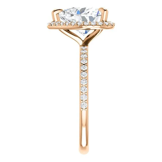 Fire Brilliance Rings Heart Moissanite Diamond Accent Ice Halo Ring