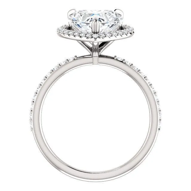 Fire Brilliance Rings Heart Moissanite Diamond Accent Ice Halo Ring