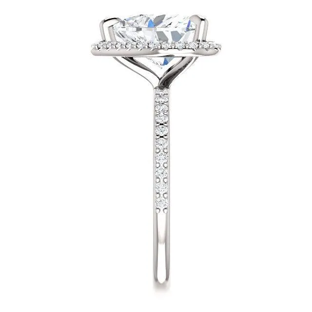 Fire Brilliance Rings Heart Moissanite Diamond Accent Ice Halo Ring