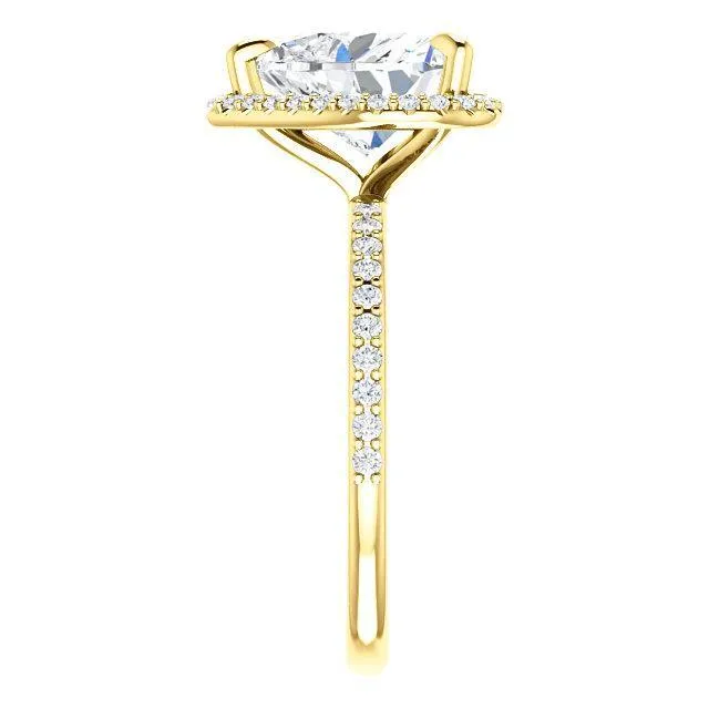 Fire Brilliance Rings Heart Moissanite Diamond Accent Ice Halo Ring