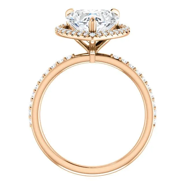 Fire Brilliance Rings Heart Moissanite Diamond Accent Ice Halo Ring