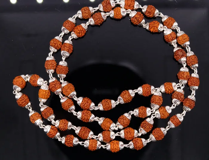 Handmade silver caps natural rudraksha bead chain necklace fabulous unisex silver jewelry awesome design TRIBAL ORNAMENTS Necklaces Handmade silver caps natural rudraksha bead chain necklace fabulous unisex silver jewelry awesome design TRIBAL ORNAMENTS Necklaces