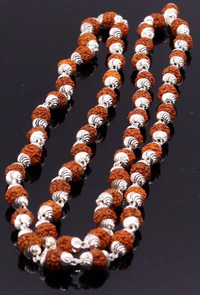Handmade silver caps natural rudraksha bead chain necklace fabulous unisex silver jewelry awesome design TRIBAL ORNAMENTS Necklaces Handmade silver caps natural rudraksha bead chain necklace fabulous unisex silver jewelry awesome design TRIBAL ORNAMENTS Necklaces