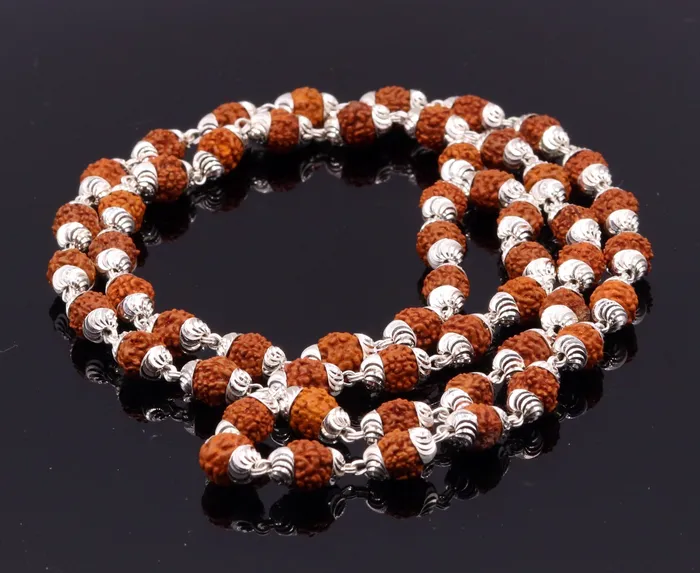 Handmade silver caps natural rudraksha bead chain necklace fabulous unisex silver jewelry awesome design TRIBAL ORNAMENTS Necklaces Handmade silver caps natural rudraksha bead chain necklace fabulous unisex silver jewelry awesome design TRIBAL ORNAMENTS Necklaces