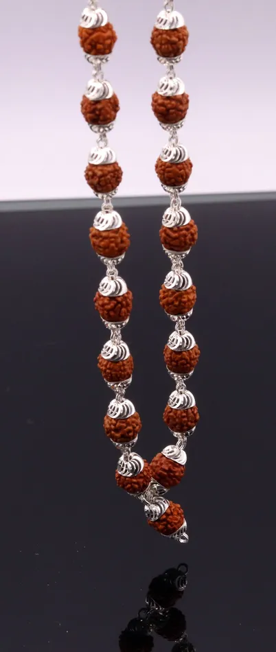 Handmade silver caps natural rudraksha bead chain necklace fabulous unisex silver jewelry awesome design TRIBAL ORNAMENTS Necklaces Handmade silver caps natural rudraksha bead chain necklace fabulous unisex silver jewelry awesome design TRIBAL ORNAMENTS Necklaces