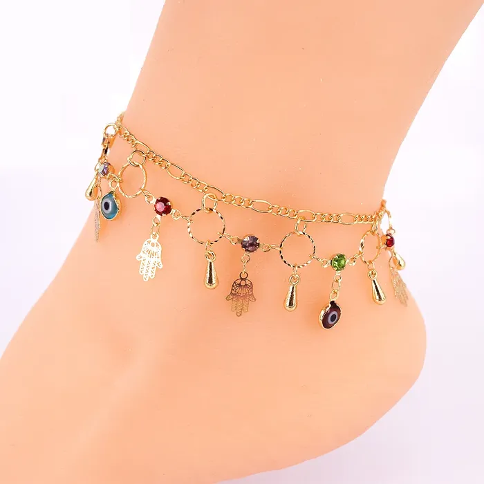 Jewelvers 18K GoldFilled Charm Anklet For Women PreStyled Sets