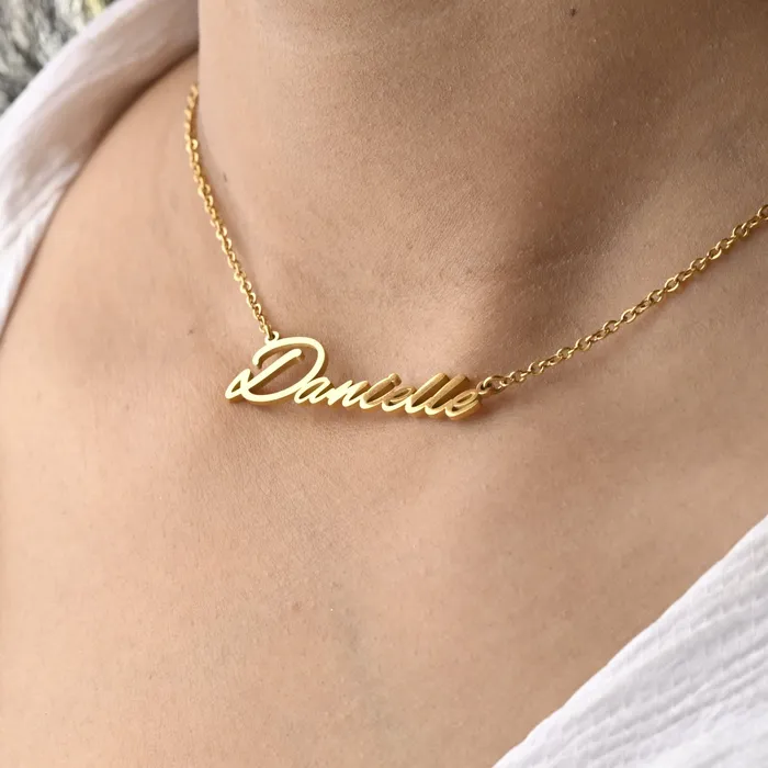 Jewelvers Necklaces 18K GoldFilled Custom Name Necklace Personalized Necklace Script Necklace
