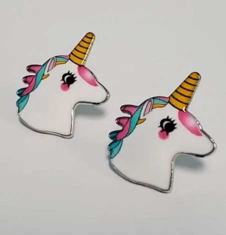 L102 White Unicorn Earrings polly Earrings