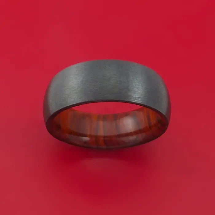 Lashbrook Rings Black Zirconium Ring with Interior Hardwood Sleeve Custom Made Band Lashbrook Rings Black Zirconium Ring with Interior Hardwood Sleeve Custom Made Band