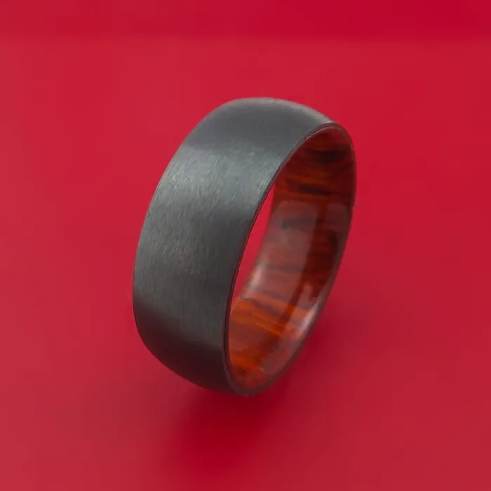 Lashbrook Rings Black Zirconium Ring with Interior Hardwood Sleeve Custom Made Band Lashbrook Rings Black Zirconium Ring with Interior Hardwood Sleeve Custom Made Band