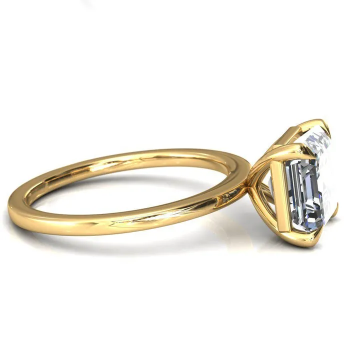 Lyla Asscher Moissanite 4 Claw Prong Single Rail Solitaire Ring Fire Brilliance Rings