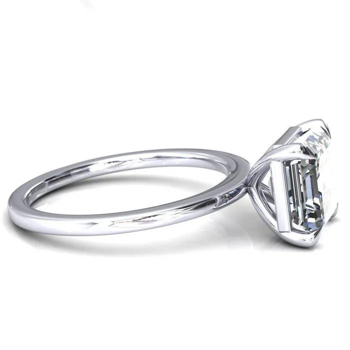 Lyla Asscher Moissanite 4 Claw Prong Single Rail Solitaire Ring Fire Brilliance Rings