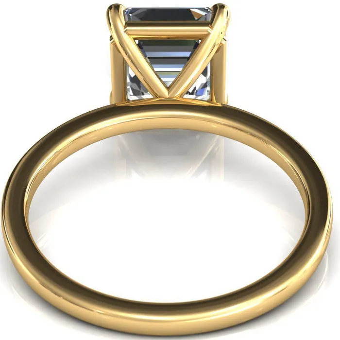 Lyla Asscher Moissanite 4 Claw Prong Single Rail Solitaire Ring Fire Brilliance Rings