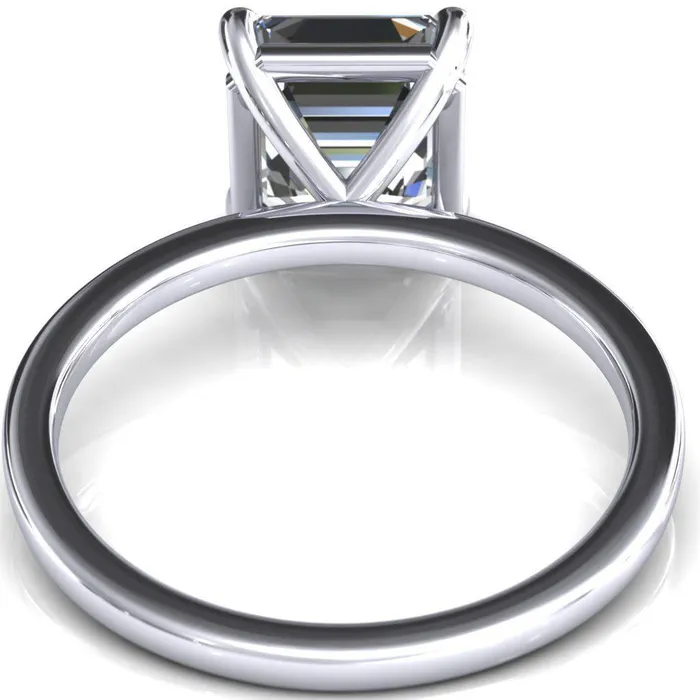 Lyla Asscher Moissanite 4 Claw Prong Single Rail Solitaire Ring Fire Brilliance Rings