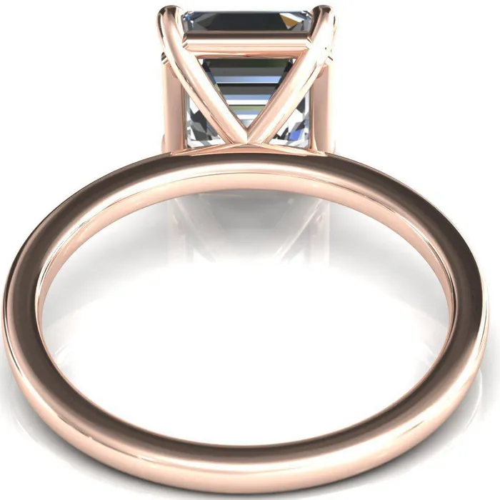 Lyla Asscher Moissanite 4 Claw Prong Single Rail Solitaire Ring Fire Brilliance Rings